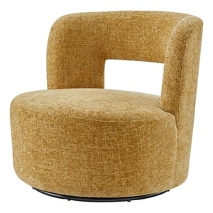New Pacific Direct Jazzlyn Fabric Swivel Accent Chair in Grenada Mustard