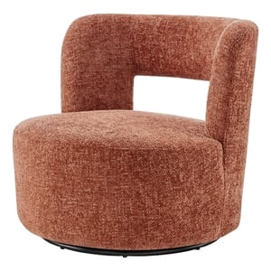 New Pacific Direct Jazzlyn Fabric Swivel Accent Chair in Grenada Terracotta