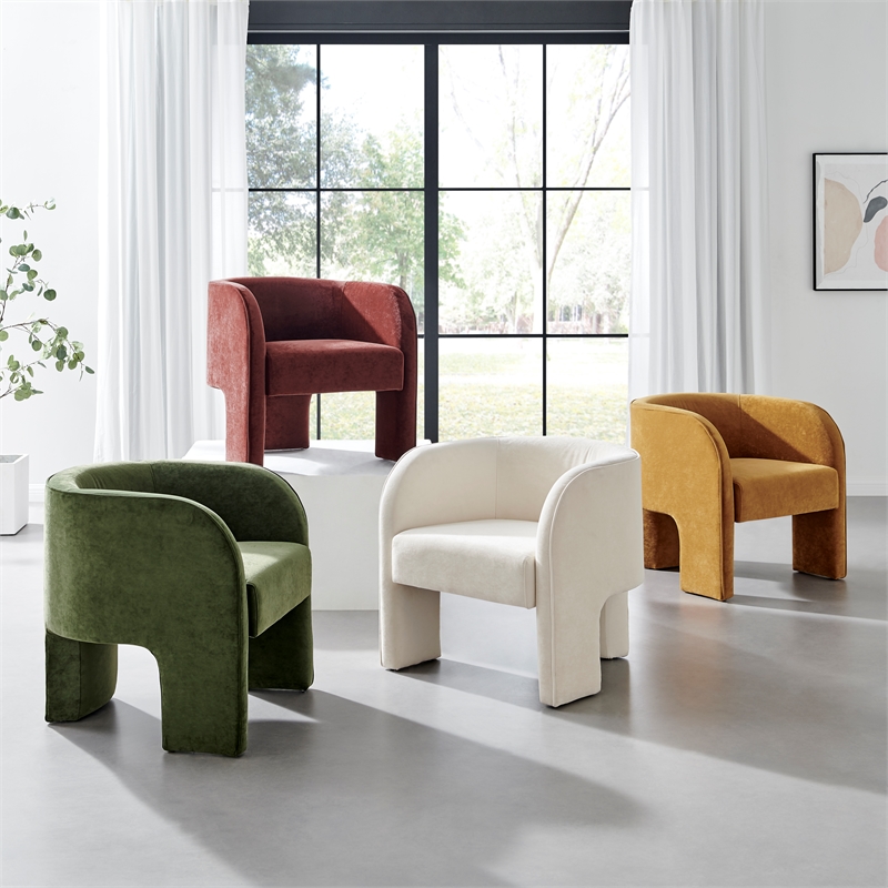 NPD Furniture Matteo Velvet Accent Arm Chair in Dainty Maroon