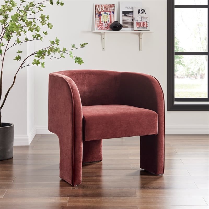 NPD Furniture Matteo Velvet Accent Arm Chair in Dainty Maroon