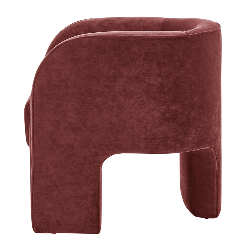 NPD Furniture Matteo Velvet Accent Arm Chair in Dainty Maroon