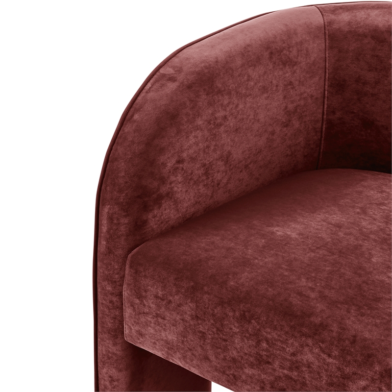 NPD Furniture Matteo Velvet Accent Arm Chair in Dainty Maroon
