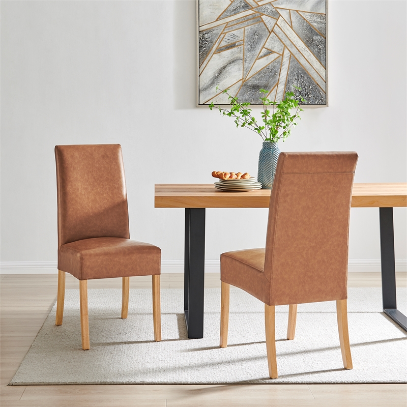 NPD Furniture Valencia PU Dining Side Chair in Vintage Cider (Set of 2)