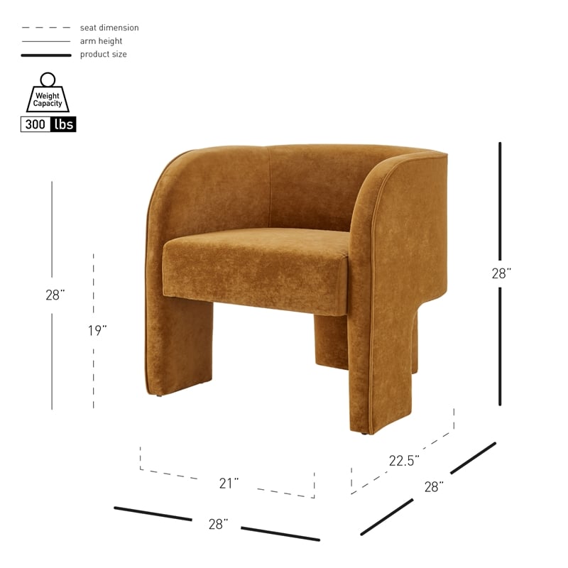 New Pacific Direct Matteo Velvet Accent Arm Chair in Dainty Caramel