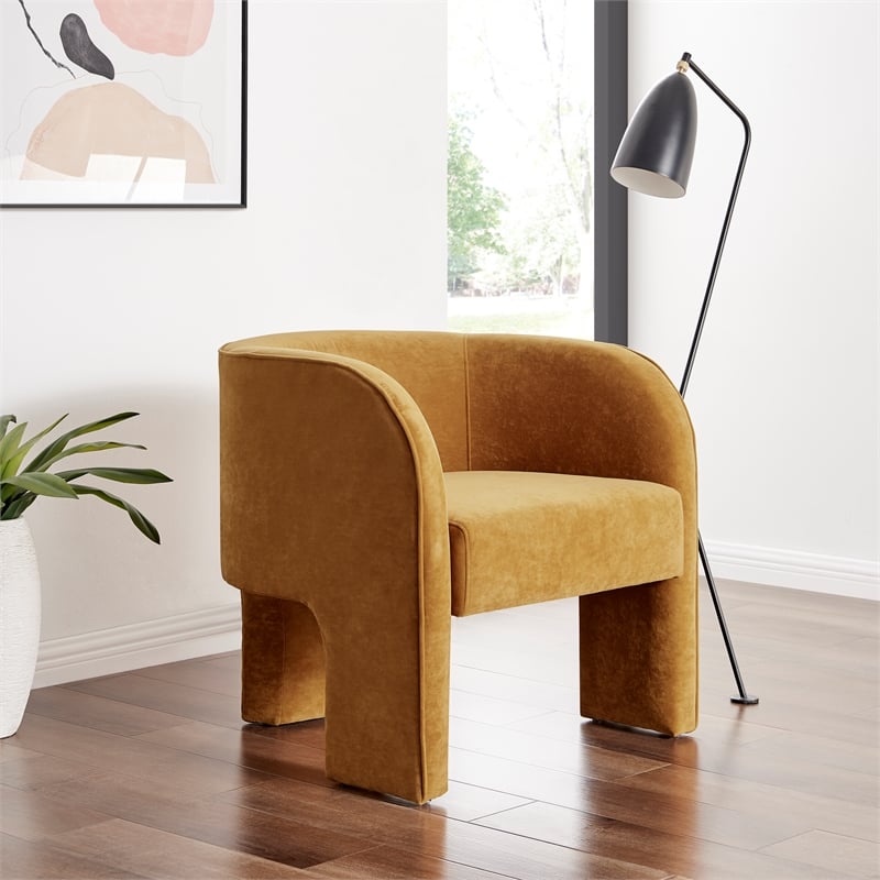 New Pacific Direct Matteo Velvet Accent Arm Chair in Dainty Caramel