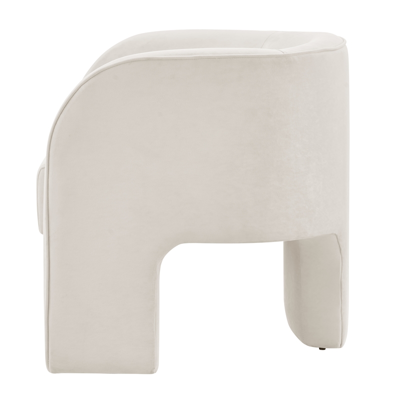 NPD Furniture Matteo Velvet Accent Arm Chair in Dainty Cream