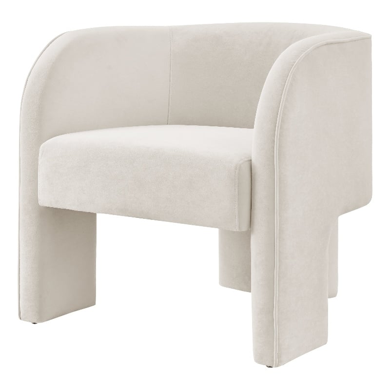 NPD Furniture Matteo Velvet Accent Arm Chair in Dainty Cream