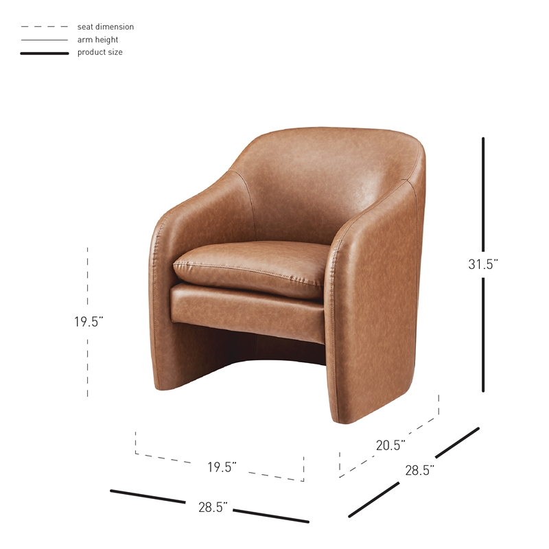 NPD Furniture Zella Faux Leather Accent Arm Chair in Vintage Cider