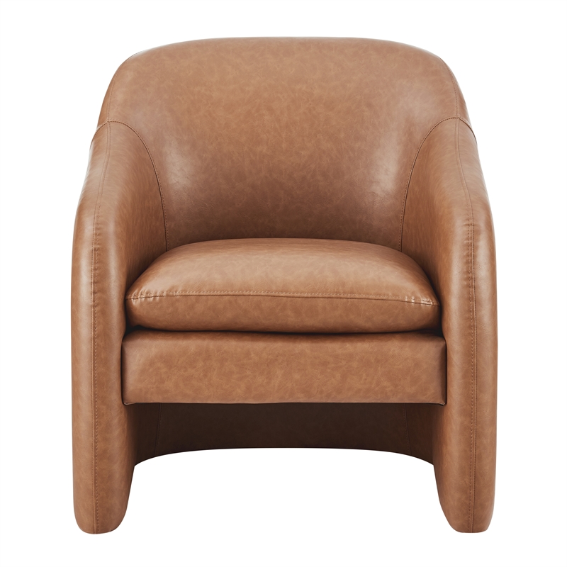 NPD Furniture Zella Faux Leather Accent Arm Chair in Vintage Cider