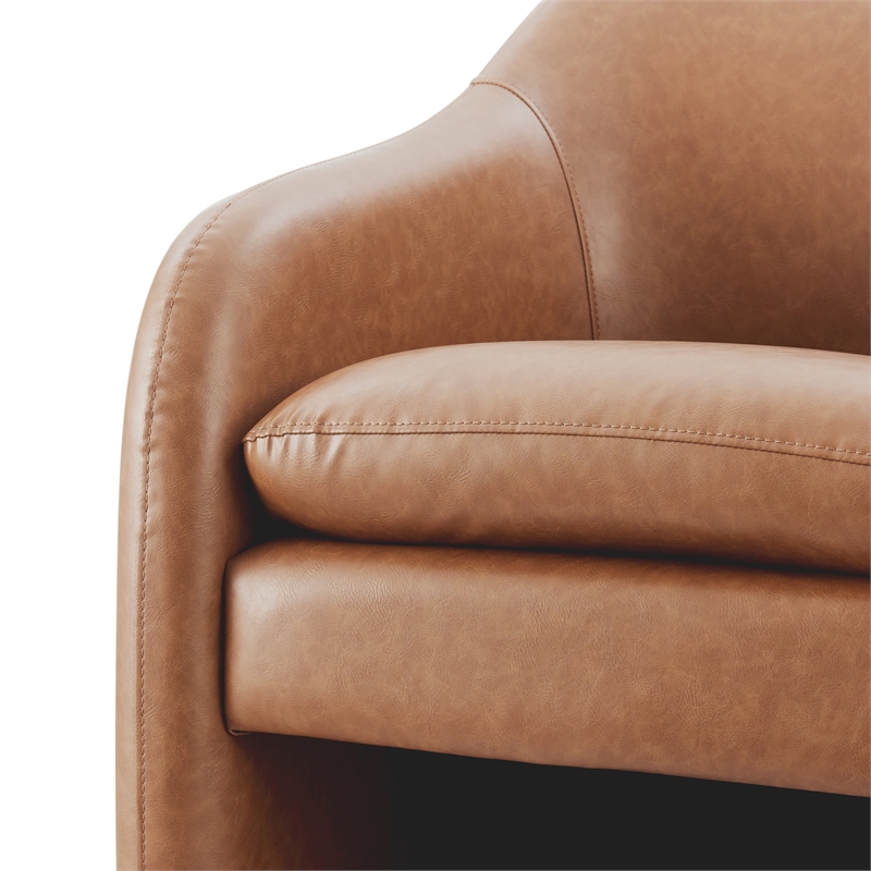 NPD Furniture Zella Faux Leather Accent Arm Chair in Vintage Cider