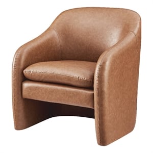 New Pacific Direct Zella Faux Leather Accent Arm Chair in Vintage Cider