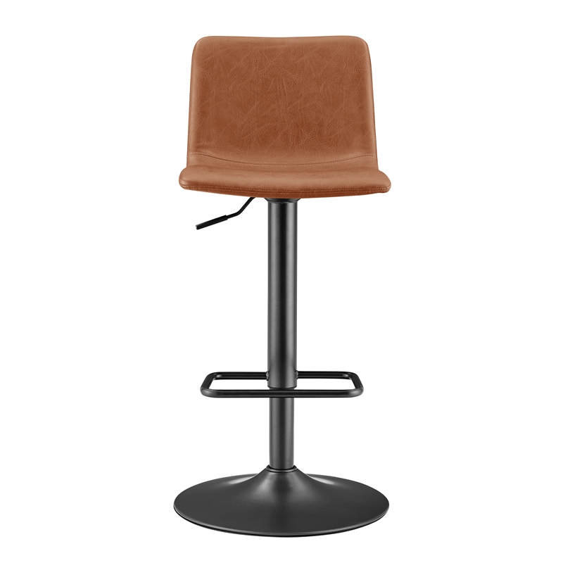 New Pacific Direct Bruce PU Gaslift Bar Stool in Toasted Caramel (Set of 2)