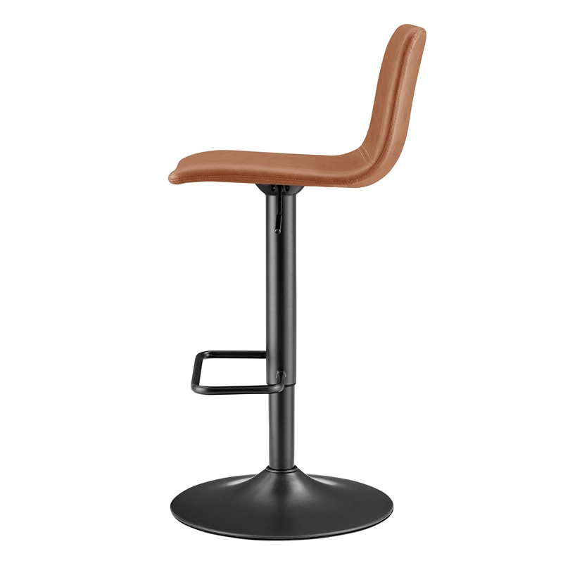 New Pacific Direct Bruce PU Gaslift Bar Stool in Toasted Caramel (Set of 2)