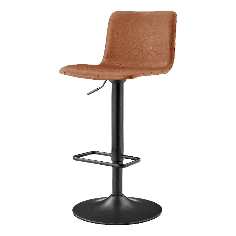 New Pacific Direct Bruce PU Gaslift Bar Stool in Toasted Caramel (Set of 2)