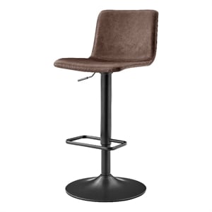 New Pacific Direct Bruce PU Gaslift Bar Stool in Toasted Dark Brown (Set of 2)