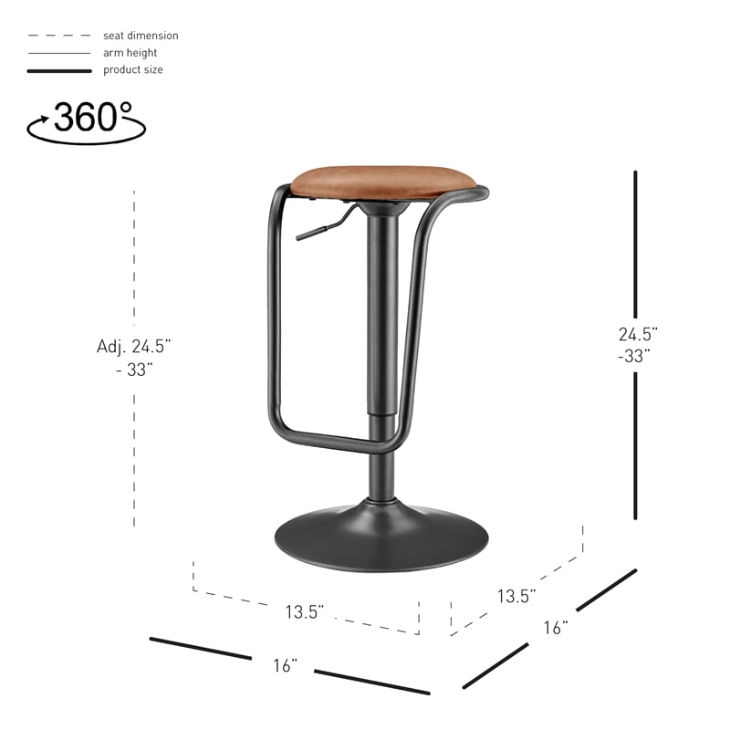 NPD Furniture Elijah PU Gaslift Bar Stool in Toasted Caramel (Set of 2)