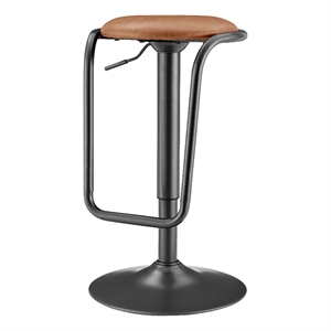 New Pacific Direct Elijah PU Gaslift Bar Stool in Toasted Caramel (Set of 2)