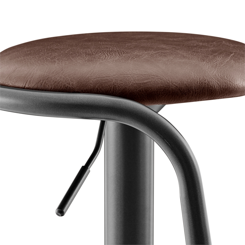 NPD Furniture Elijah PU Gaslift Bar Stool in Toasted Dark Brown (Set of 2)
