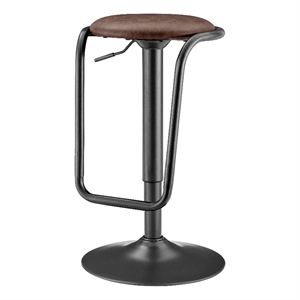 New Pacific Direct Elijah PU Gaslift Bar Stool in Toasted Dark Brown (Set of 2)