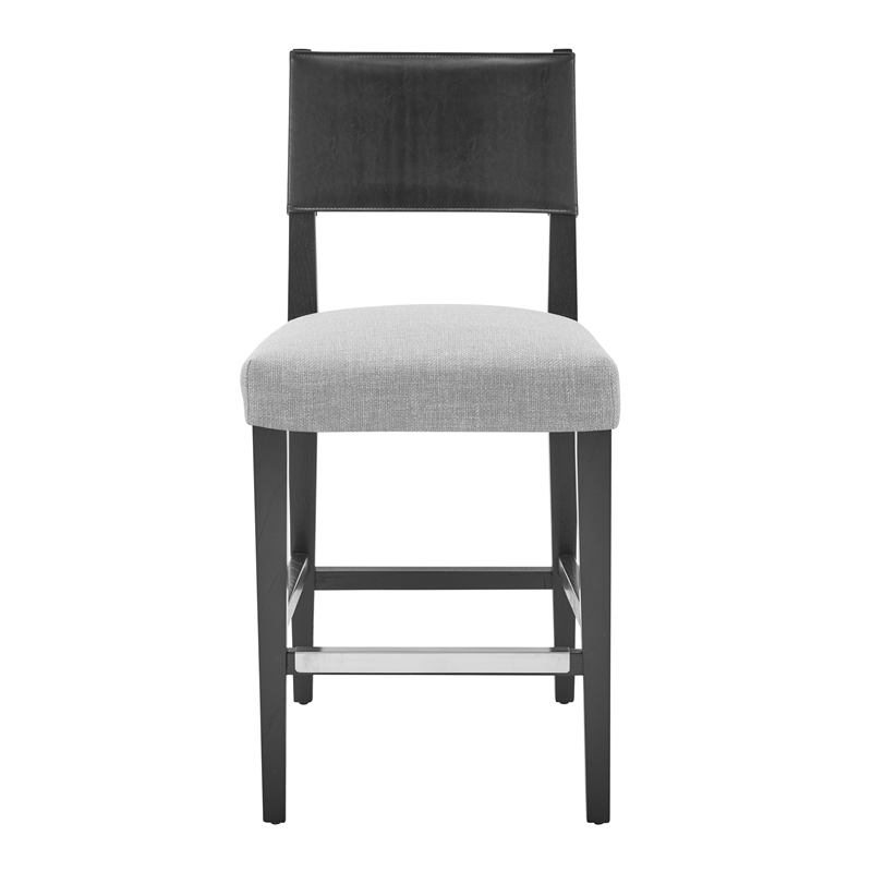 New Pacific Direct Kylo PU/Fabric Counter Stool in Borneo Black/Meridien Gray
