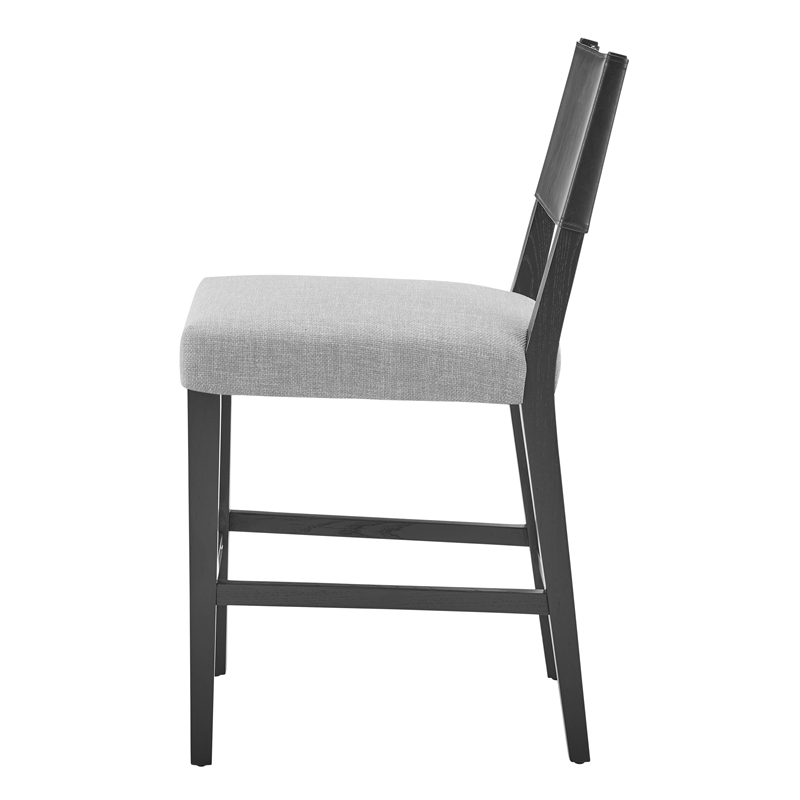 New Pacific Direct Kylo PU/Fabric Counter Stool in Borneo Black/Meridien Gray