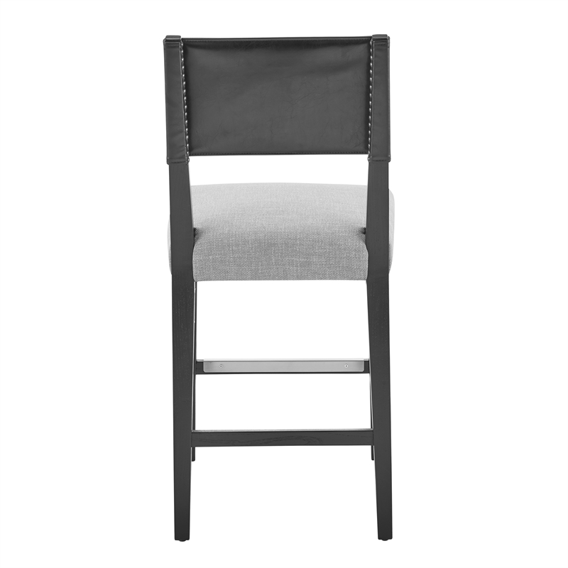 New Pacific Direct Kylo PU/Fabric Counter Stool in Borneo Black/Meridien Gray