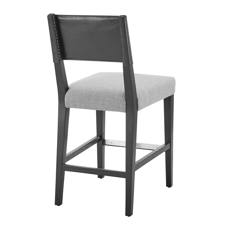 New Pacific Direct Kylo PU/Fabric Counter Stool in Borneo Black/Meridien Gray