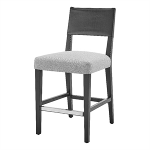 New Pacific Direct Kylo PU/Fabric Counter Stool in Borneo Black/Meridien Gray