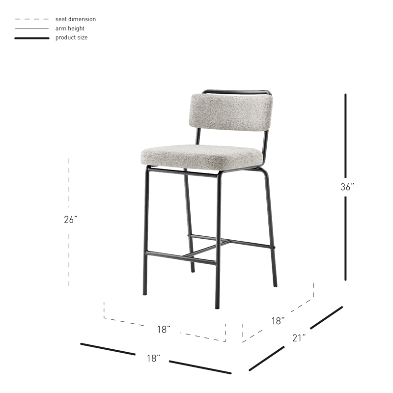 NPD Furniture Zander Fabric Counter Stool in Pebbled Cream (Set of 4)