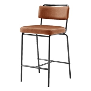 New Pacific Direct Zander PU Counter Stool in Toasted Caramel (Set of 4)