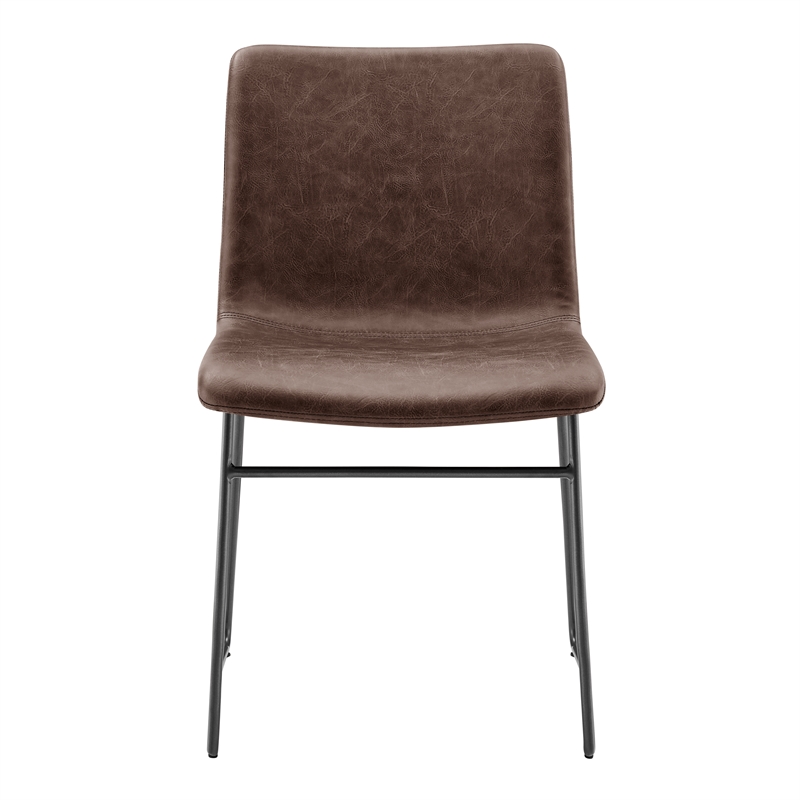 NPD Furniture Bruce PU Dining Side Chair in Toasted Dark Brown (Set of 2)
