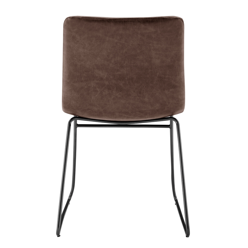 NPD Furniture Bruce PU Dining Side Chair in Toasted Dark Brown (Set of 2)