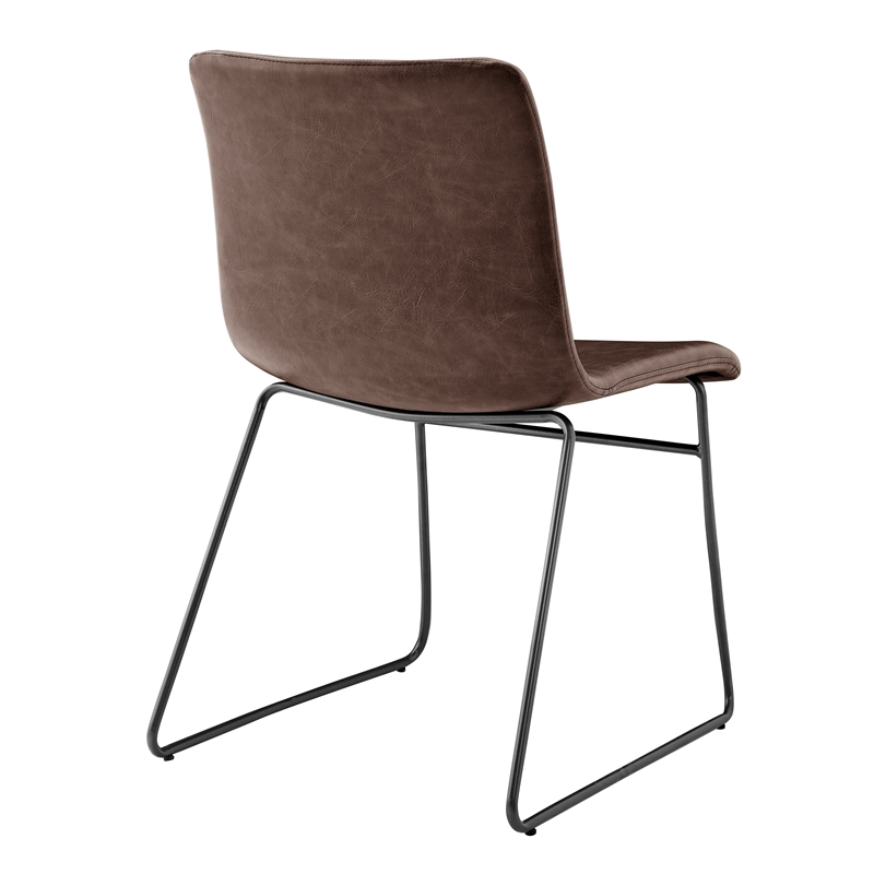 NPD Furniture Bruce PU Dining Side Chair in Toasted Dark Brown (Set of 2)