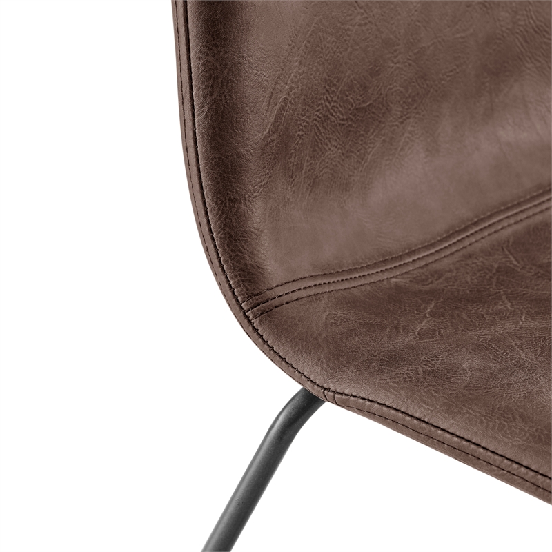 NPD Furniture Bruce PU Dining Side Chair in Toasted Dark Brown (Set of 2)