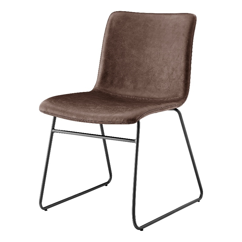 NPD Furniture Bruce PU Dining Side Chair in Toasted Dark Brown (Set of 2)