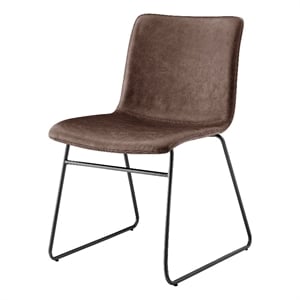 NPD Furniture Bruce PU Dining Side Chair in Toasted Dark Brown (Set of 2)