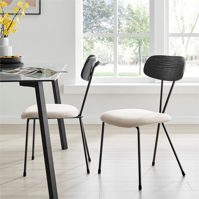 NPD Furniture Elise Fabric Dining Side Chair in Magnolia Cream (Set of 4)
