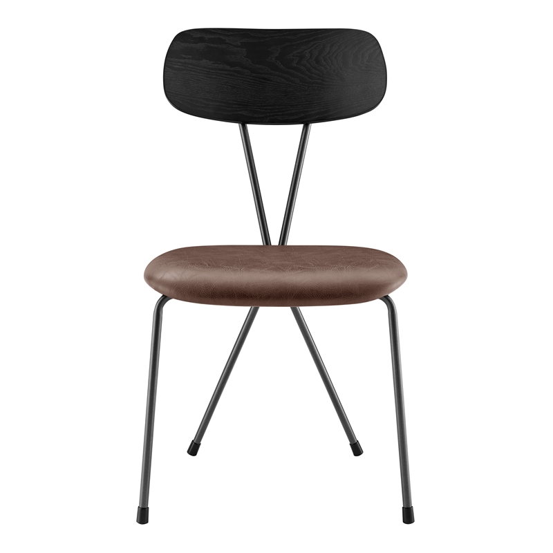 NPD Furniture Elise PU Dining Side Chair in Toasted Dark Brown (Set of 4)