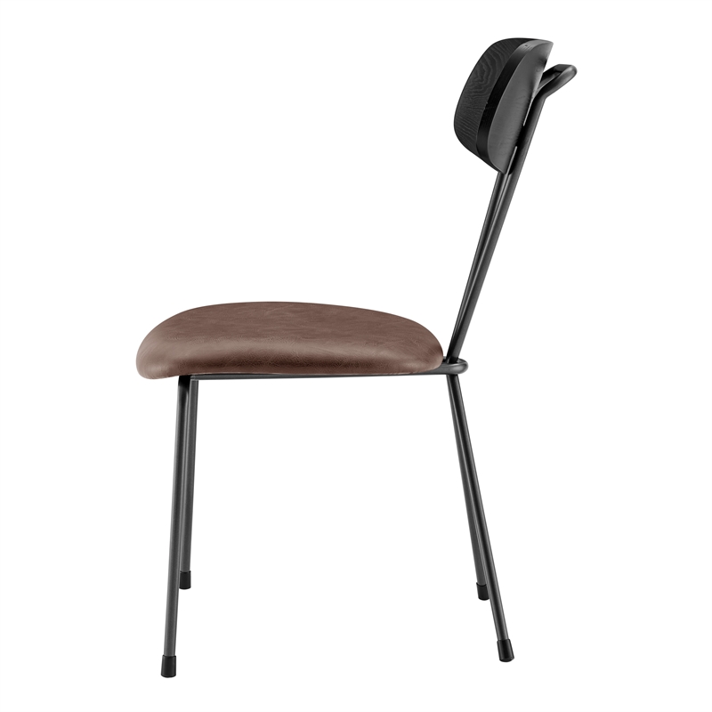 NPD Furniture Elise PU Dining Side Chair in Toasted Dark Brown (Set of 4)