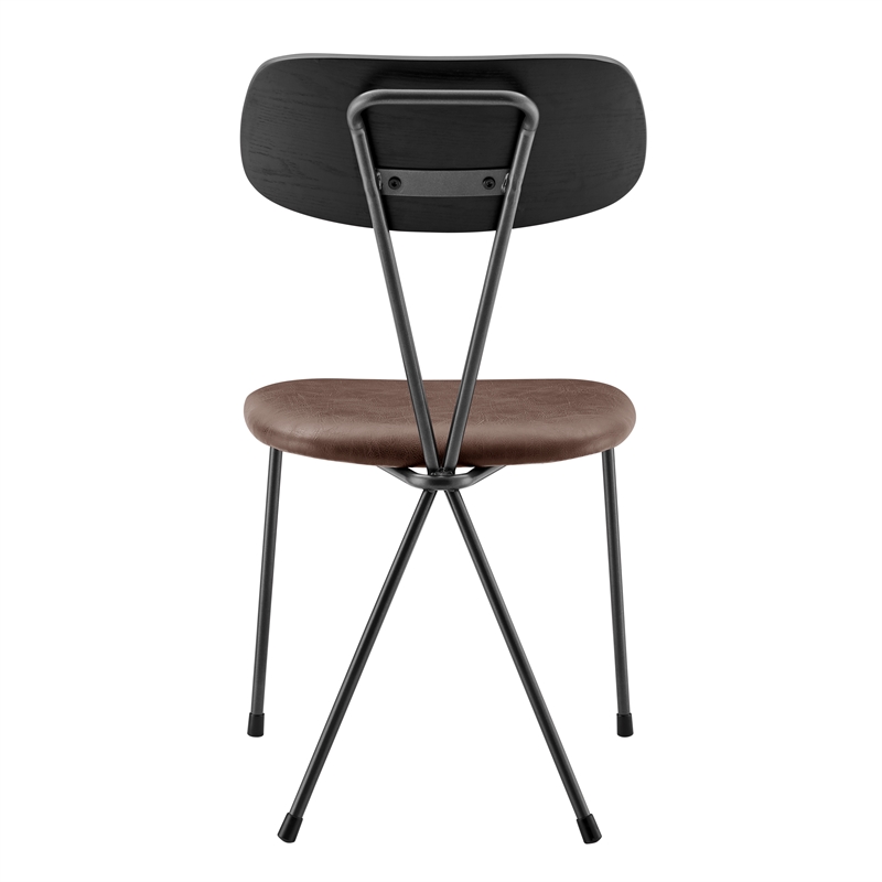 NPD Furniture Elise PU Dining Side Chair in Toasted Dark Brown (Set of 4)