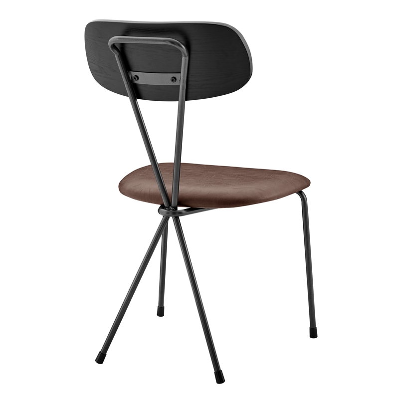 NPD Furniture Elise PU Dining Side Chair in Toasted Dark Brown (Set of 4)