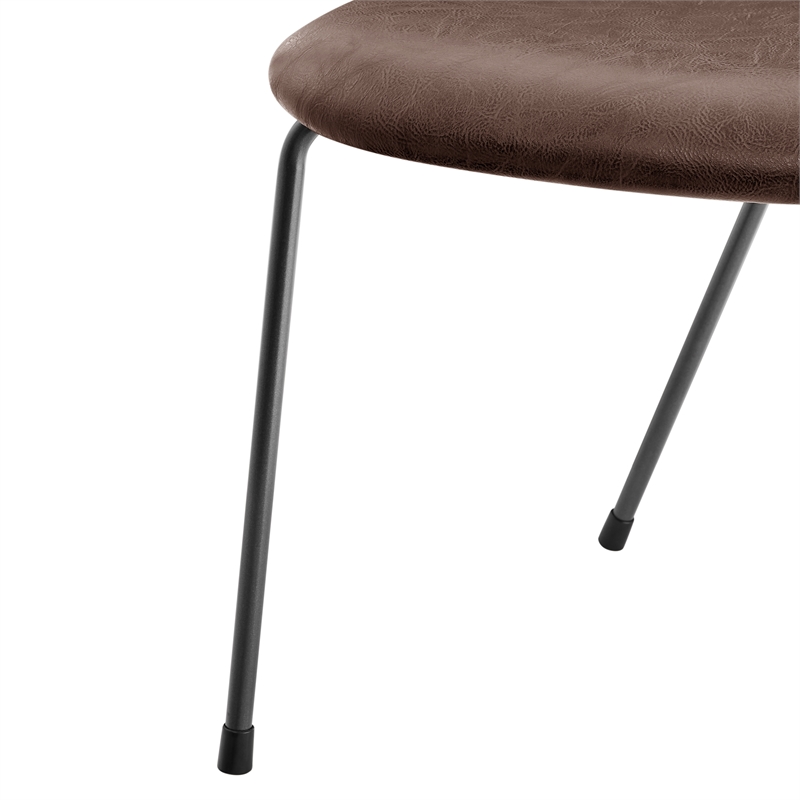 NPD Furniture Elise PU Dining Side Chair in Toasted Dark Brown (Set of 4)