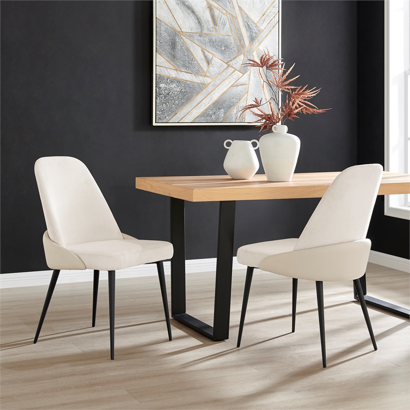 NPD Furniture Elodie Fabric/PU Dining Side Chair (Set of 2)