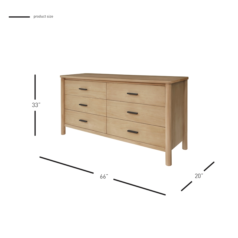 New Pacific Direct Bloomfield Dresser 6 Drawers in Natural Pine