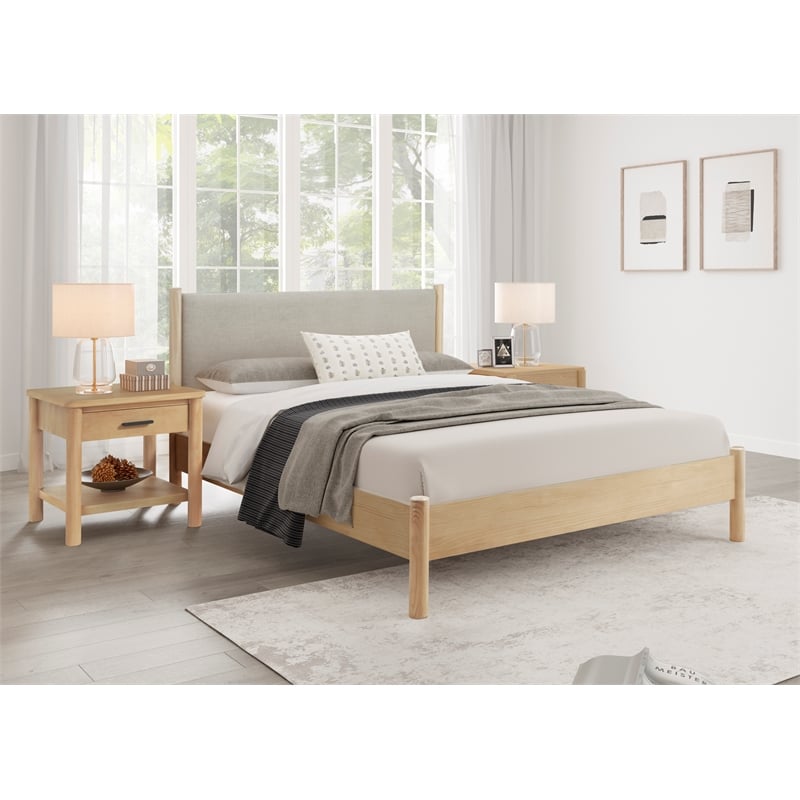 NPD Furniture Bloomfield Queen Bed Set in Natural Pine