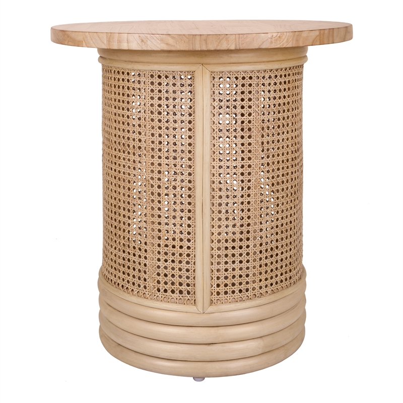 NPD Furniture Brisa Rattan Side/End Table w/ Wood Top
