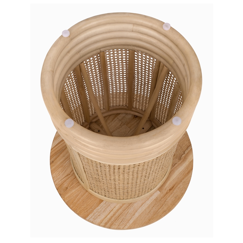NPD Furniture Brisa Rattan Side/End Table w/ Wood Top