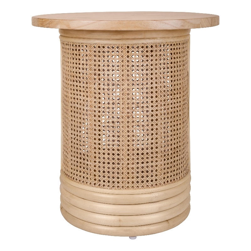 NPD Furniture Brisa Rattan Side/End Table w/ Wood Top