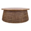 NPD Furniture Kamari Rattan Coffee Table w/ Wood Top in Canary Brown