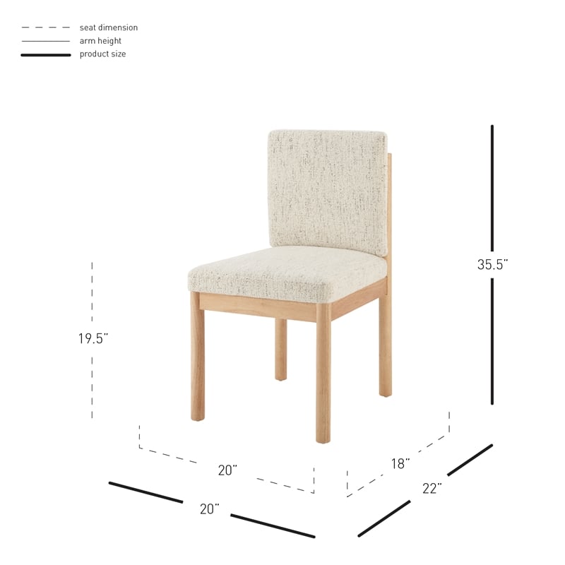 NPD Furniture Melvin Fabric Dining Side Chair in Concord Cream (Set of 2)